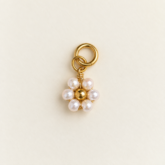 Pearl White Flower Charm