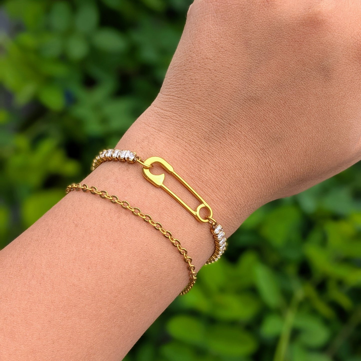 Safety Pin Tennis Bracelet