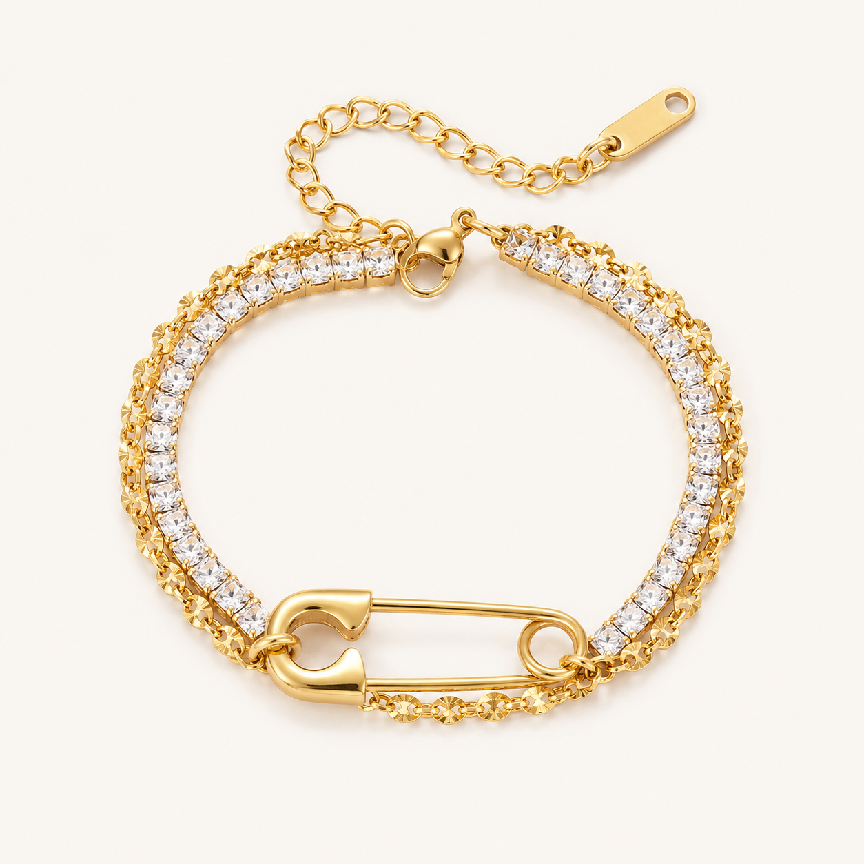 Safety Pin Tennis Bracelet